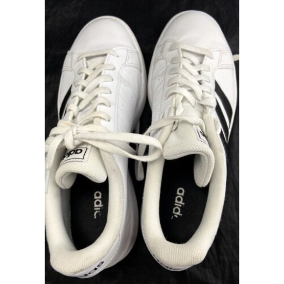 Adidas Grand Court White Leather 3-Stripe Lace Up Men’s Shoes Size 8.5 - Picture 8 of 10